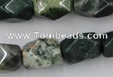 CNG845 15.5 inches 13*18mm faceted nuggets moss agate beads