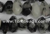 CNG856 15.5 inches 10*16mm faceted nuggets black rutilated quartz beads