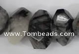 CNG857 15.5 inches 14*22mm faceted nuggets black rutilated quartz beads