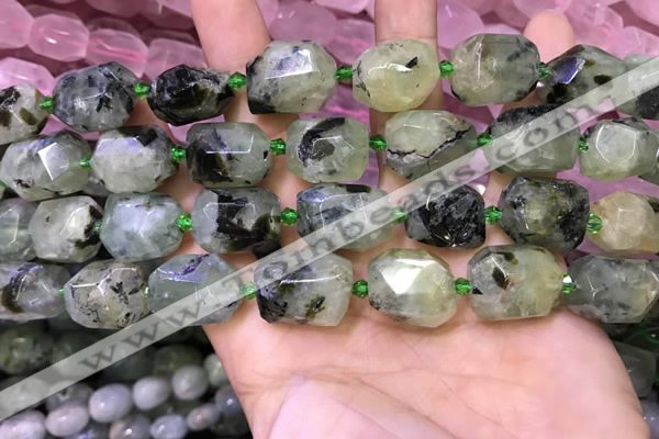 CNG8582 13*18mm - 15*20mm faceted nuggets green rutilated quartz  beads