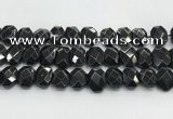 CNG8624 10*13mm - 12*16mm faceted freeform black agate beads