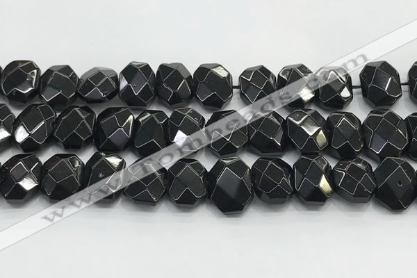 CNG8624 10*13mm - 12*16mm faceted freeform black agate beads