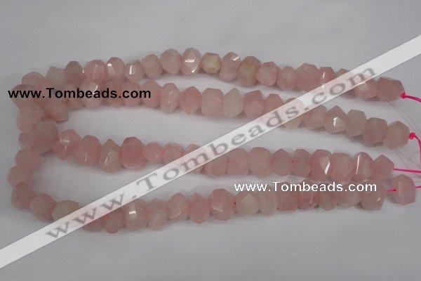 CNG863 15.5 inches 10*14mm faceted nuggets rose quartz beads