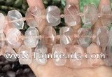 CNG8630 13*18mm - 15*25mm faceted freeform pink quartz beads