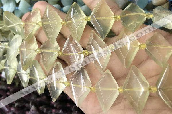 CNG8635 13*20mm - 15*25mm faceted freeform lemon quartz beads