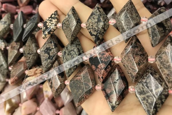 CNG8643 13*20mm - 15*25mm faceted freeform red snowflake obsidian beads