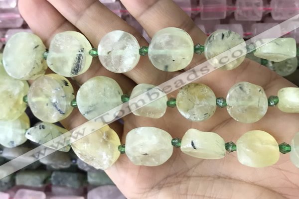 CNG8656 15.5 inches 10mm - 20mm freeform green rutilated quartz beads