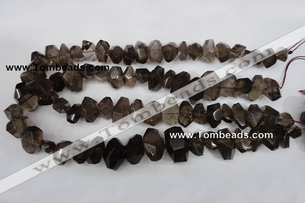 CNG866 15.5 inches 8*12mm – 14*22mm faceted nuggets smoky quartz beads