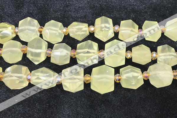 CNG8673 12*20mm - 20*33mm faceted nuggets lemon quartz beads