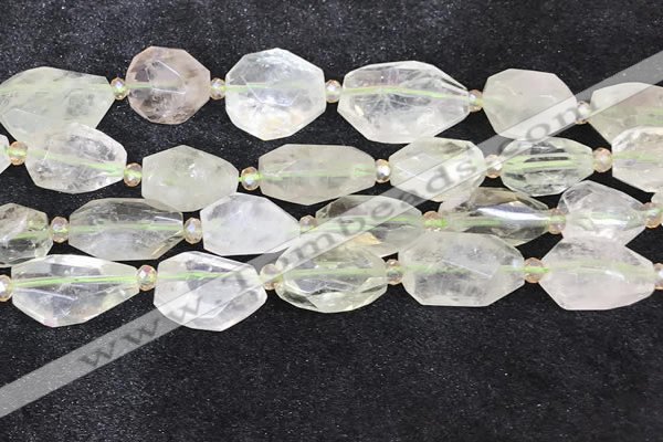 CNG8686 16*23mm - 25*30mm faceted freeform green quartz beads