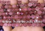 CNG8696 15.5 inches 8mm faceted nuggets strawberry quartz beads