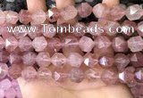 CNG8697 15.5 inches 10mm faceted nuggets strawberry quartz beads