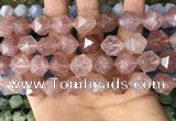 CNG8699 15.5 inches 14mm faceted nuggets strawberry quartz beads