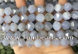 CNG8708 15.5 inches 12mm faceted nuggets blue chalcedony beads