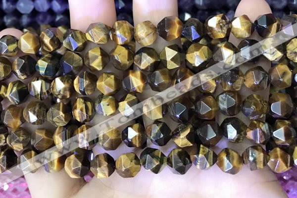 CNG8725 15.5 inches 8mm faceted nuggets yellow tiger eye beads