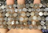 CNG8747 15.5 inches 8mm faceted nuggets grey moonstone beads