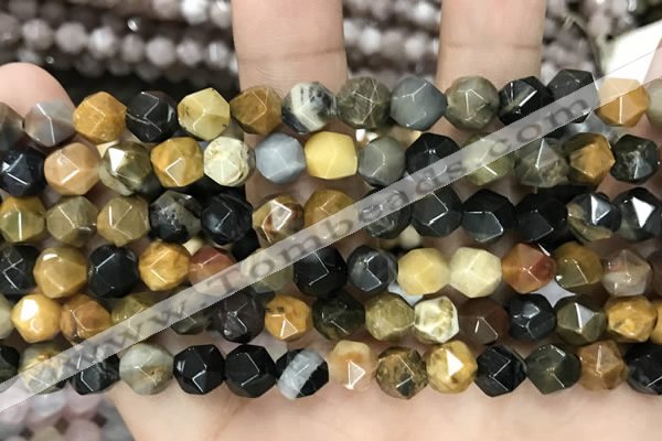 CNG8776 15 inches 8mm faceted nuggets jasper gemstone beads