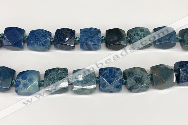 CNG8790 16*17mm - 18*19mm faceted nuggets chrysanthemum agate  beads