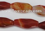 CNG880 15.5 inches 14*30mm faceted rice red agate nugget beads