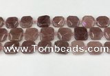 CNG8803 15.5 inches 16mm - 20mm faceted freeform strawberry quartz beads