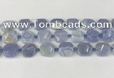 CNG8818 15.5 inches 16mm - 20mm faceted freeform blue chalcedony beads