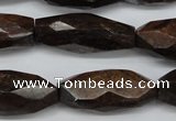 CNG882 15.5 inches 14*32mm faceted rice bronzite nugget beads