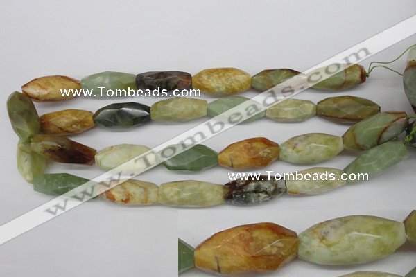 CNG884 15.5 inches 14*32mm faceted rice gemstone nugget beads