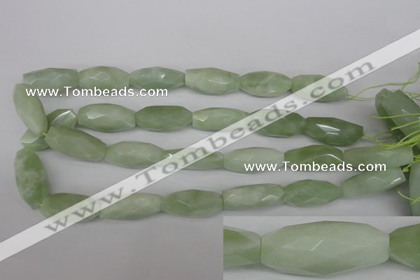 CNG885 15.5 inches 14*32mm faceted rice New jade nugget beads