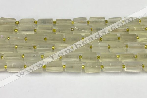 CNG8851 15.5 inches 8*12mm - 10*16mm nuggets matte lemon quartz beads