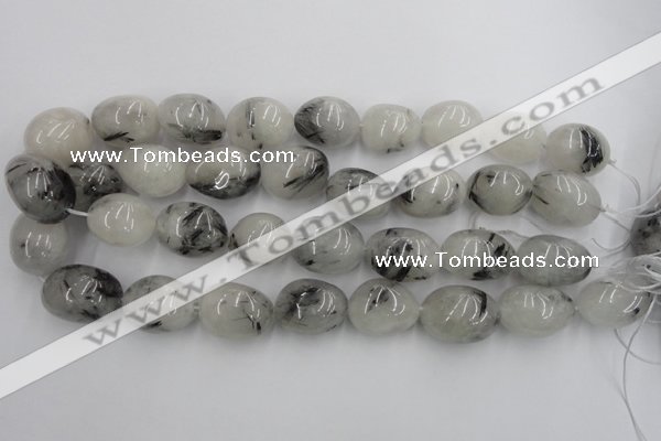 CNG887 15.5 inches 18*25mm nuggets black rutilated quartz beads