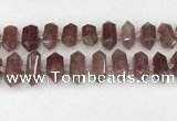 CNG8900 10*25mm - 14*30mm faceted nuggets strawberry quartz beads
