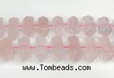 CNG8910 10*25mm - 15*30mm faceted nuggets rose quartz beads