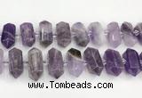 CNG8916 15.5 inches 10*25mm - 15*30mm faceted nuggets amethyst beads