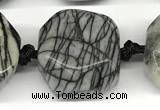 CNG8935 16*17mm - 18*19mm faceted freeform black water jasper beads