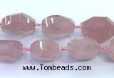 CNG8977 15 inches 25*35mm - 30*40mm faceted nuggets rose quartz beads