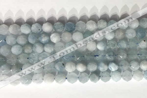 CNG9085 15.5 inches 8mm faceted nuggets aquamarine gemstone beads