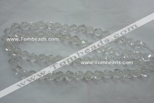 CNG910 15 inches 6mm faceted nuggets white crystal beads