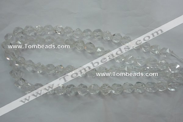CNG912 15 inches 10mm faceted nuggets white crystal beads