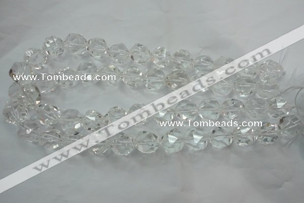 CNG915 15 inches 16mm faceted nuggets white crystal beads