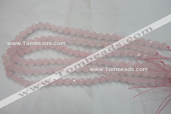 CNG919 15 inches 8mm faceted nuggets rose quartz beads