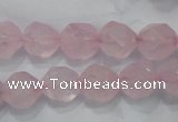 CNG921 15 inches 12mm faceted nuggets rose quartz beads