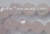 CNG922 15 inches 14mm faceted nuggets rose quartz beads