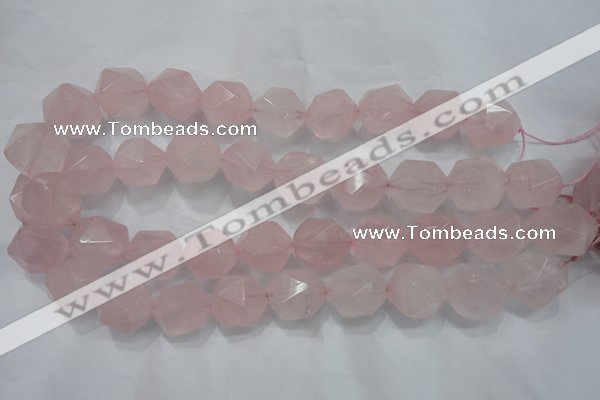 CNG924 15 inches 18mm faceted nuggets rose quartz beads