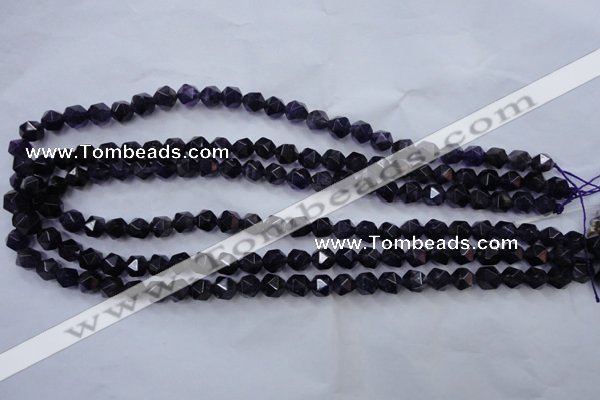 CNG926 15 inches 8mm faceted nuggets amethyst gemstone beads