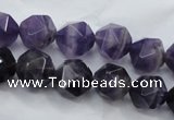 CNG930 15 inches 12mm faceted nuggets amethyst gemstone beads