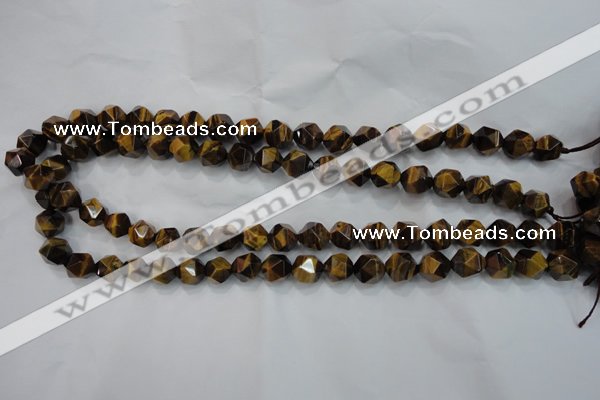 CNG937 15 inches 10mm faceted nuggets yellow tiger eye beads