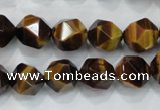 CNG938 15 inches 12mm faceted nuggets yellow tiger eye beads