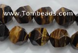 CNG939 15 inches 14mm faceted nuggets yellow tiger eye beads