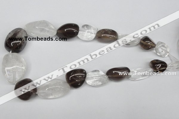 CNG95 12*14mm - 20*35mm nuggets smoky quartz & crystal gemstone beads