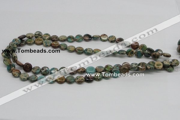 CNI08 16 inches 10mm flat round natural imperial jasper beads wholesale